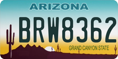 AZ license plate BRW8362