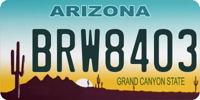AZ license plate BRW8403