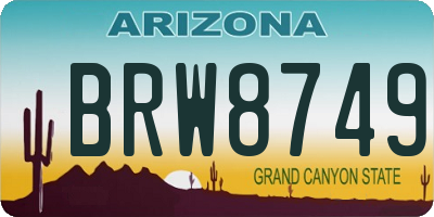 AZ license plate BRW8749