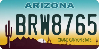 AZ license plate BRW8765