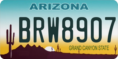 AZ license plate BRW8907