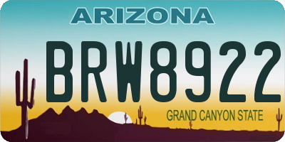 AZ license plate BRW8922