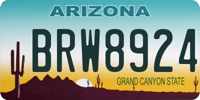 AZ license plate BRW8924