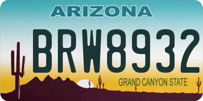 AZ license plate BRW8932