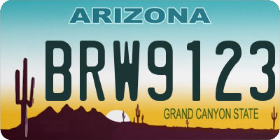 AZ license plate BRW9123