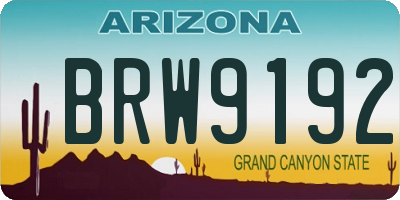 AZ license plate BRW9192