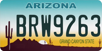 AZ license plate BRW9263