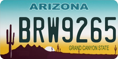 AZ license plate BRW9265