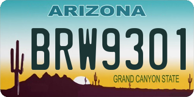 AZ license plate BRW9301
