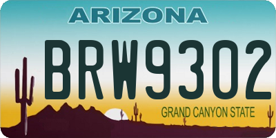 AZ license plate BRW9302