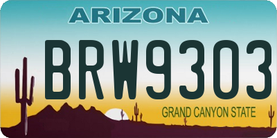 AZ license plate BRW9303
