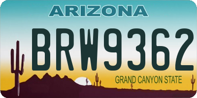 AZ license plate BRW9362