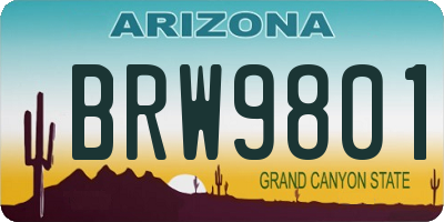 AZ license plate BRW9801