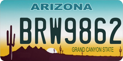 AZ license plate BRW9862