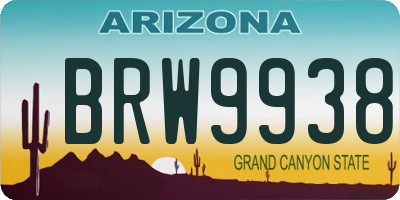 AZ license plate BRW9938