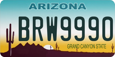 AZ license plate BRW9990