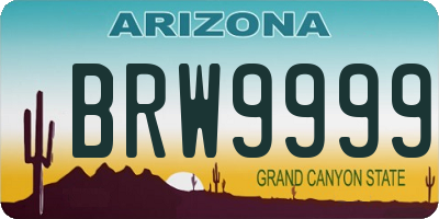 AZ license plate BRW9999