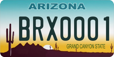 AZ license plate BRX0001