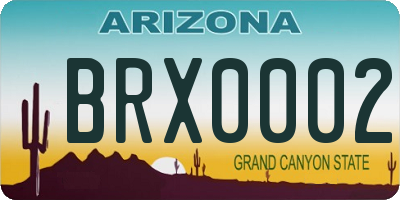 AZ license plate BRX0002