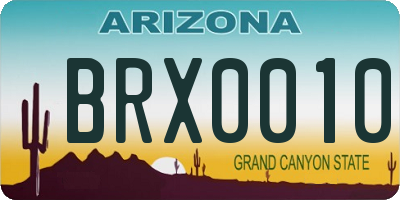 AZ license plate BRX0010