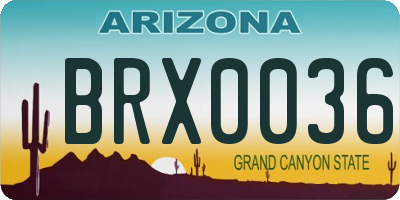 AZ license plate BRX0036