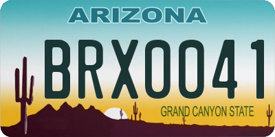 AZ license plate BRX0041