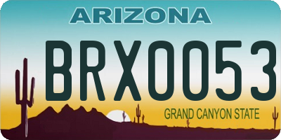 AZ license plate BRX0053