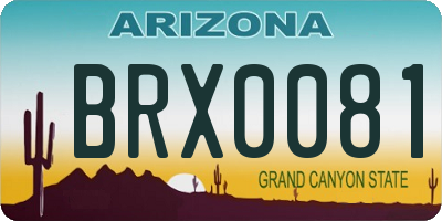 AZ license plate BRX0081