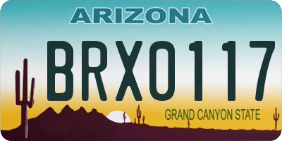AZ license plate BRX0117