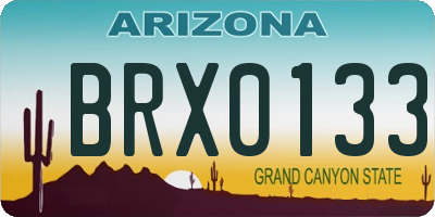 AZ license plate BRX0133