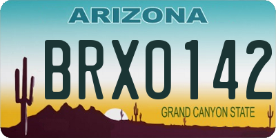 AZ license plate BRX0142