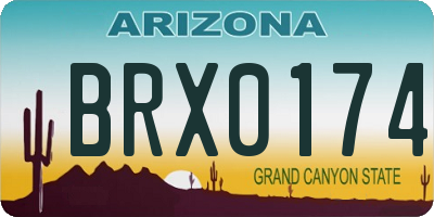AZ license plate BRX0174