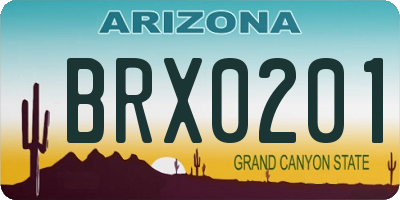 AZ license plate BRX0201
