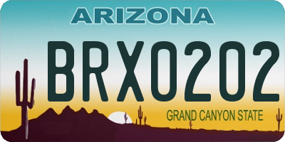 AZ license plate BRX0202