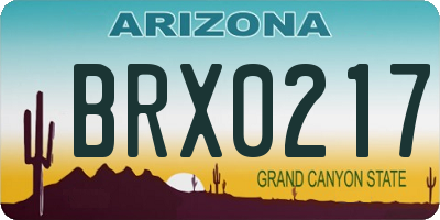 AZ license plate BRX0217
