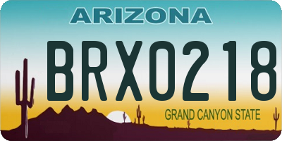 AZ license plate BRX0218