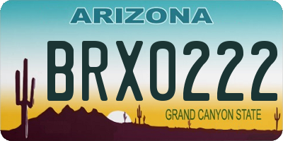 AZ license plate BRX0222