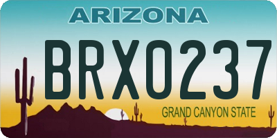 AZ license plate BRX0237
