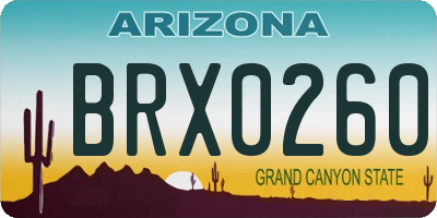 AZ license plate BRX0260
