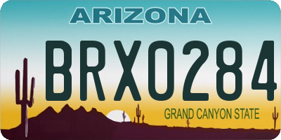 AZ license plate BRX0284