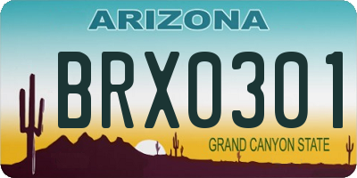 AZ license plate BRX0301
