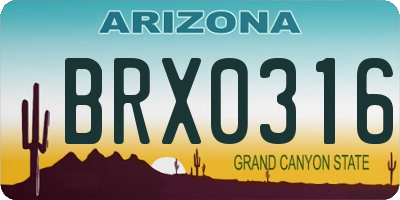 AZ license plate BRX0316