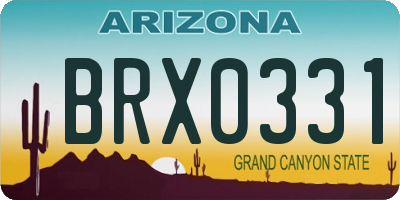 AZ license plate BRX0331