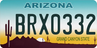 AZ license plate BRX0332