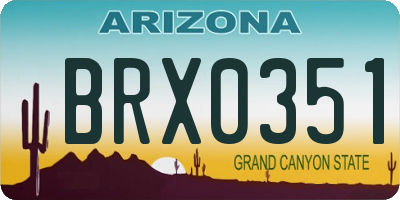 AZ license plate BRX0351