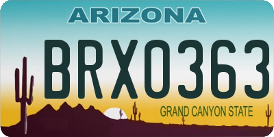 AZ license plate BRX0363