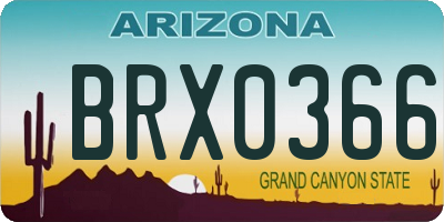 AZ license plate BRX0366