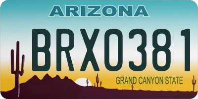 AZ license plate BRX0381