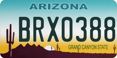 AZ license plate BRX0388
