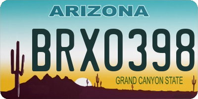 AZ license plate BRX0398